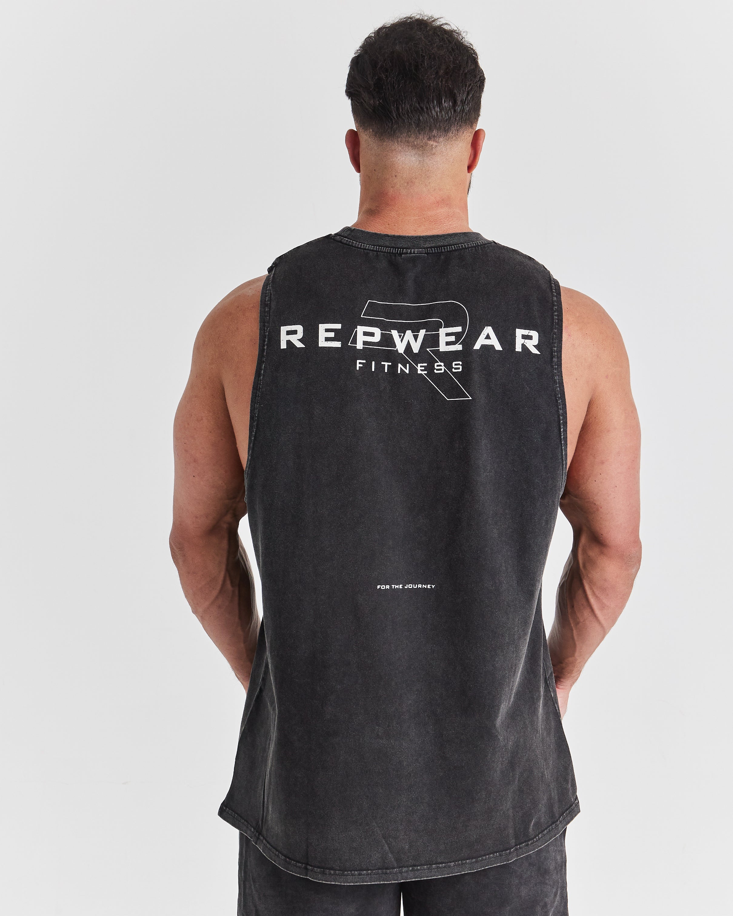 Repwear Fitness Acid Wash Sleeveless T-Shirt Black/white