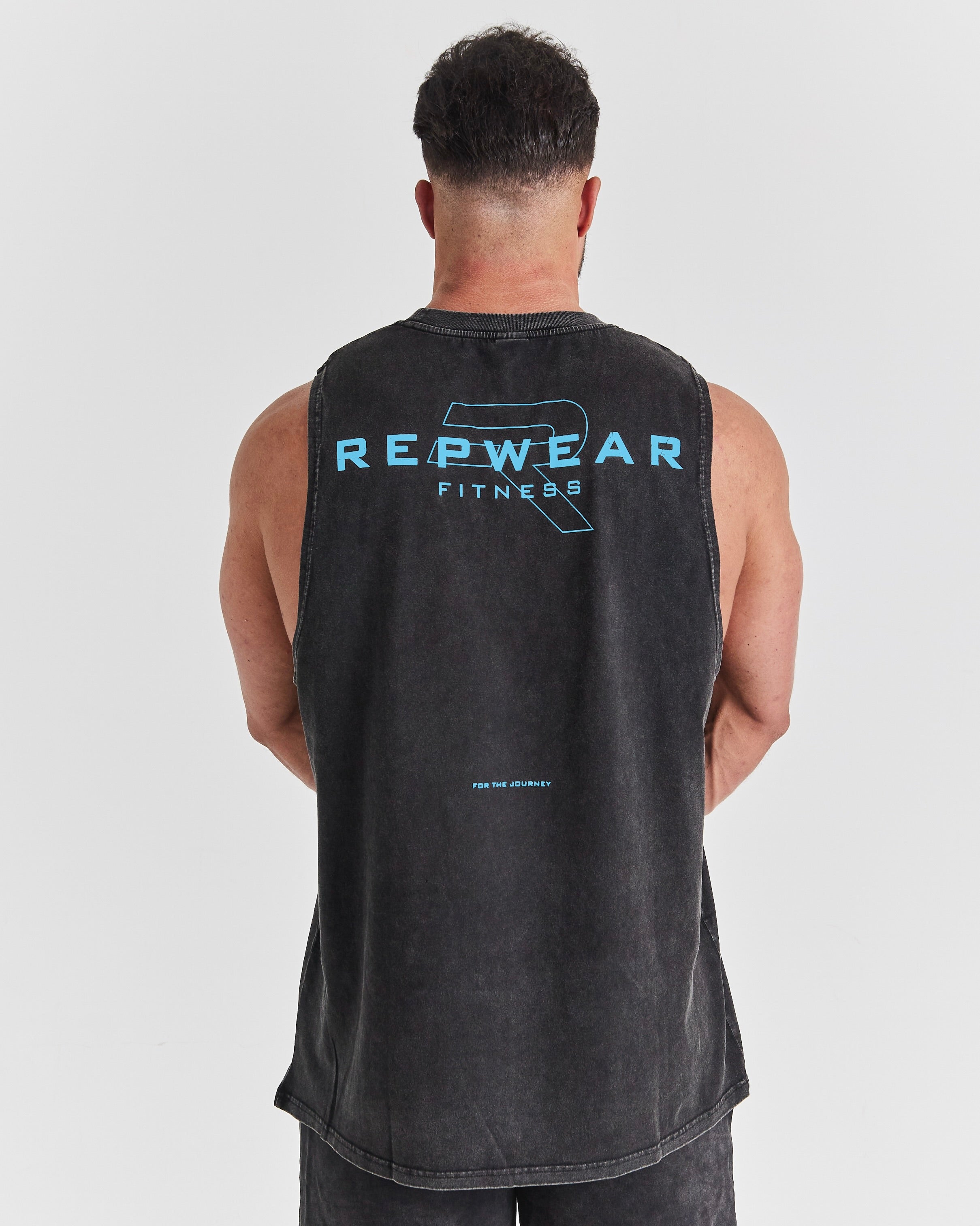 Repwear Fitness Acid Wash Sleeveless T-Shirt Black/Blue