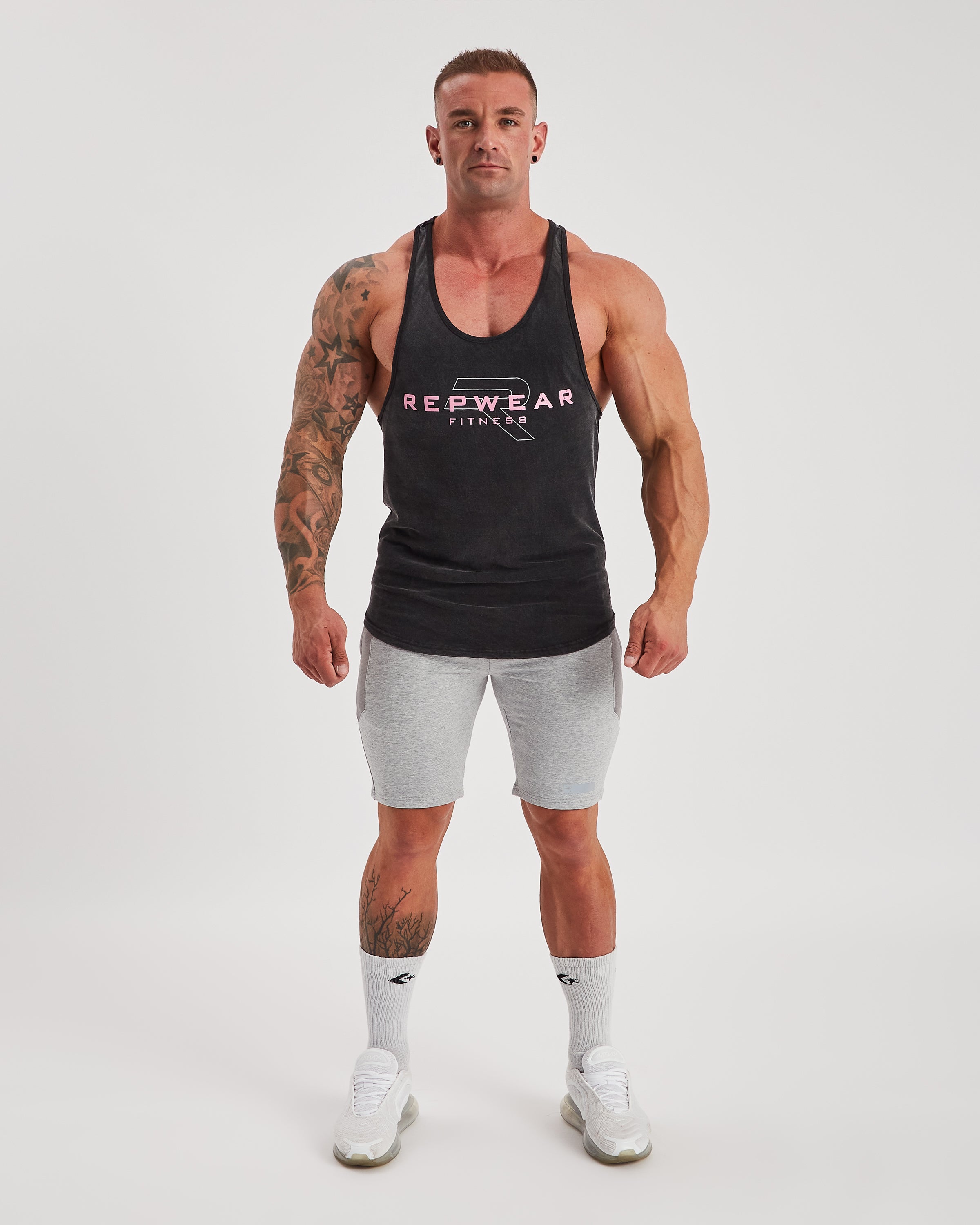 Repwear Fitness Acid Wash Stringer Black/Pink