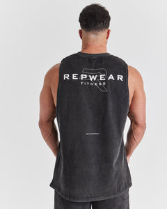 Repwear Fitness Acid Wash Sleeveless T-Shirt Black/white