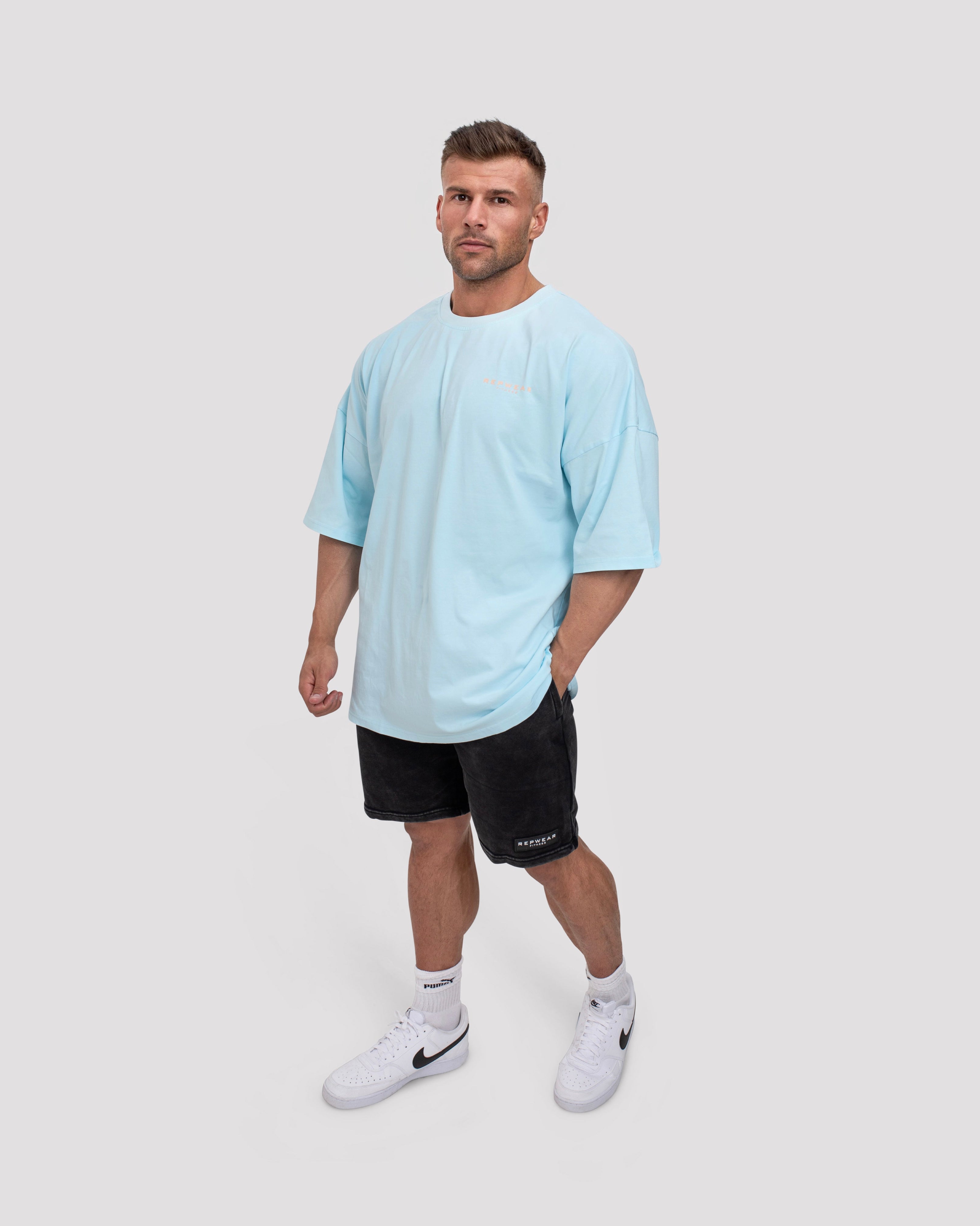 Repwear Fitness Oversized Acid Wash T-Shirt V2 Blue
