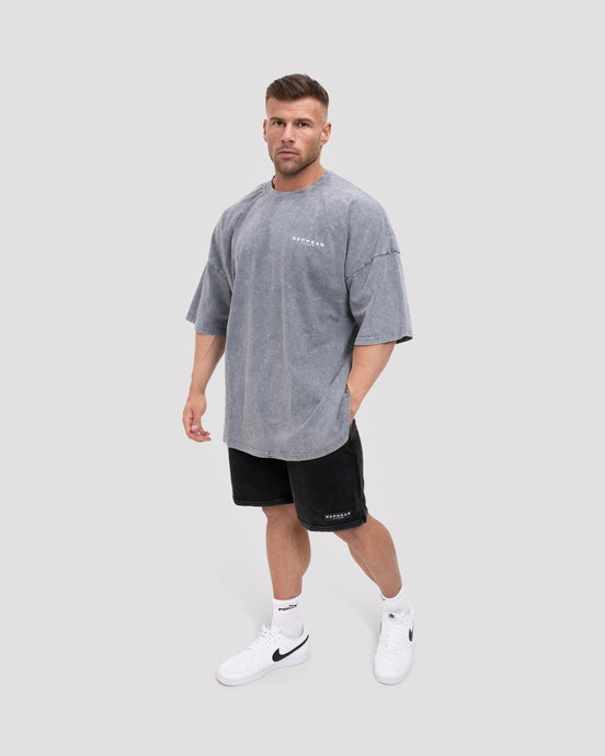 Repwear Fitness Oversized Acid Wash T-Shirt V2 Grey/Pink