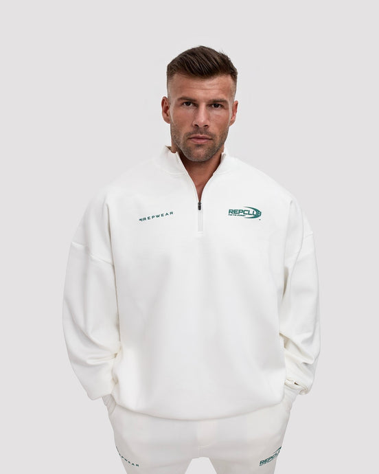 Repwear Fitness RepClub 3/4 Zip Jumper White/Asparagus
