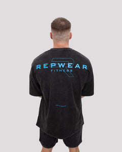 Repwear Fitness Oversized Acid Wash T-Shirt V2 Black/Blue
