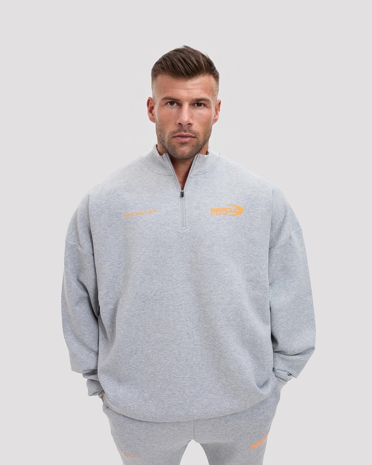 Repwear Fitness RepClub 3/4 Zip Jumper Grey/Orange