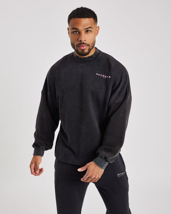 Repwear Fitness Oversized AcidWash Jumper Black/Pink