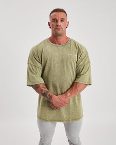 Repwear Fitness Oversized Acid Wash T-Shirt Khaki