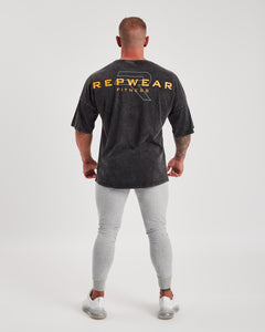 Repwear Fitness Oversized Acid Wash T-Shirt Black/Orange