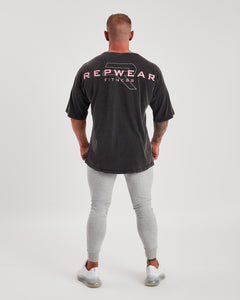 Repwear Fitness Oversized Acid Wash T-Shirt Black/Pink