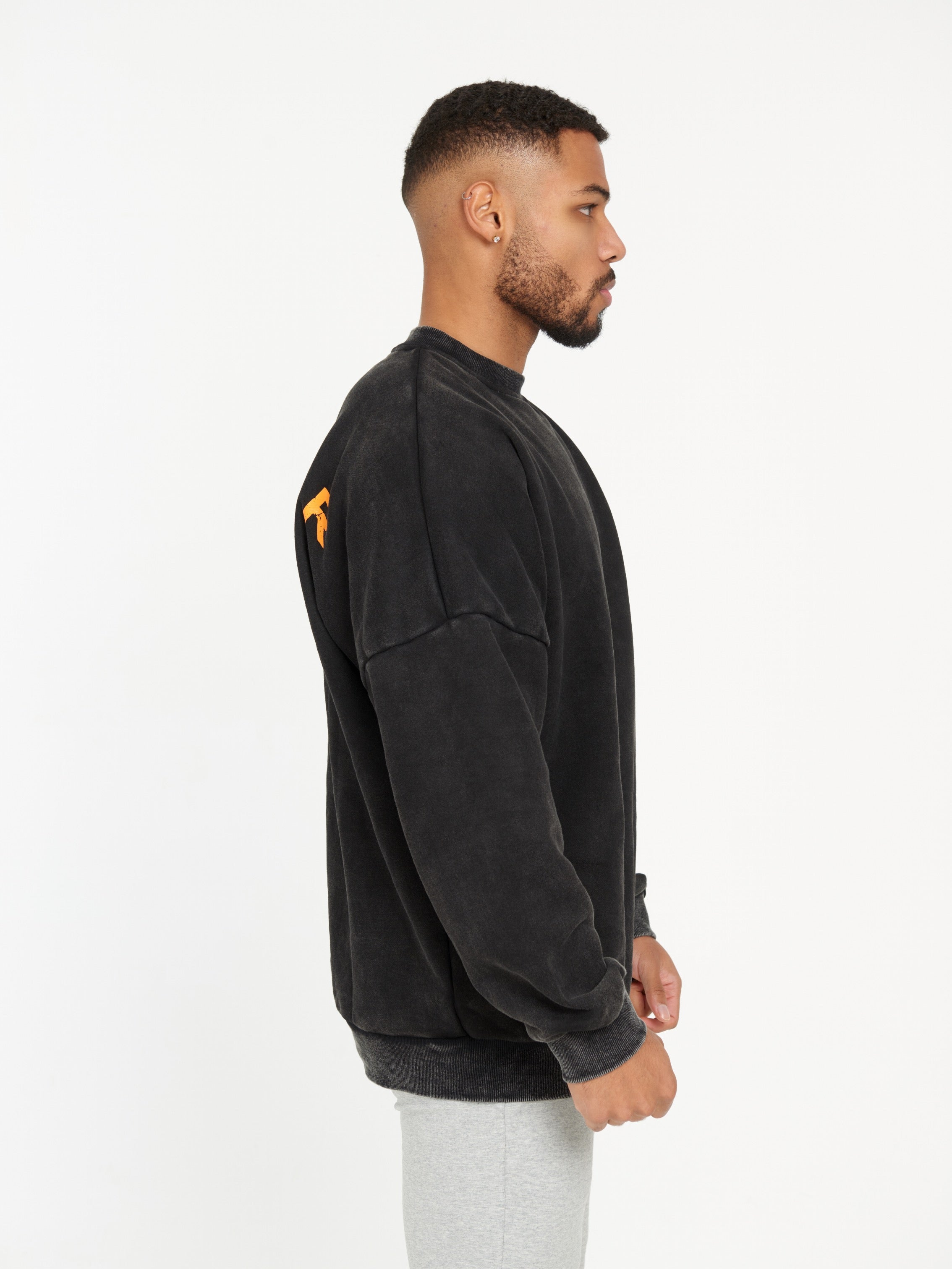 Repwear Fitness Oversized AcidWash Jumper Black/Orange