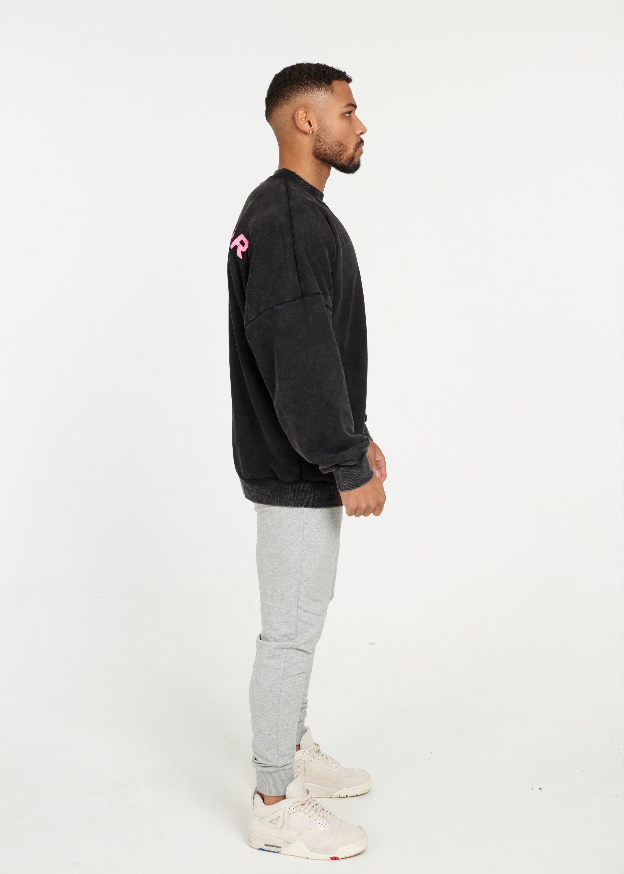 Repwear Fitness Oversized AcidWash Jumper Black/Pink