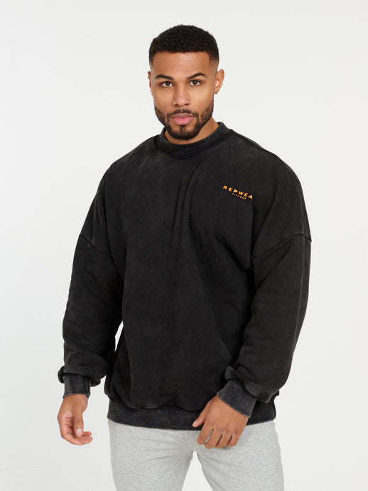 Repwear Fitness Oversized AcidWash Jumper Black/Orange