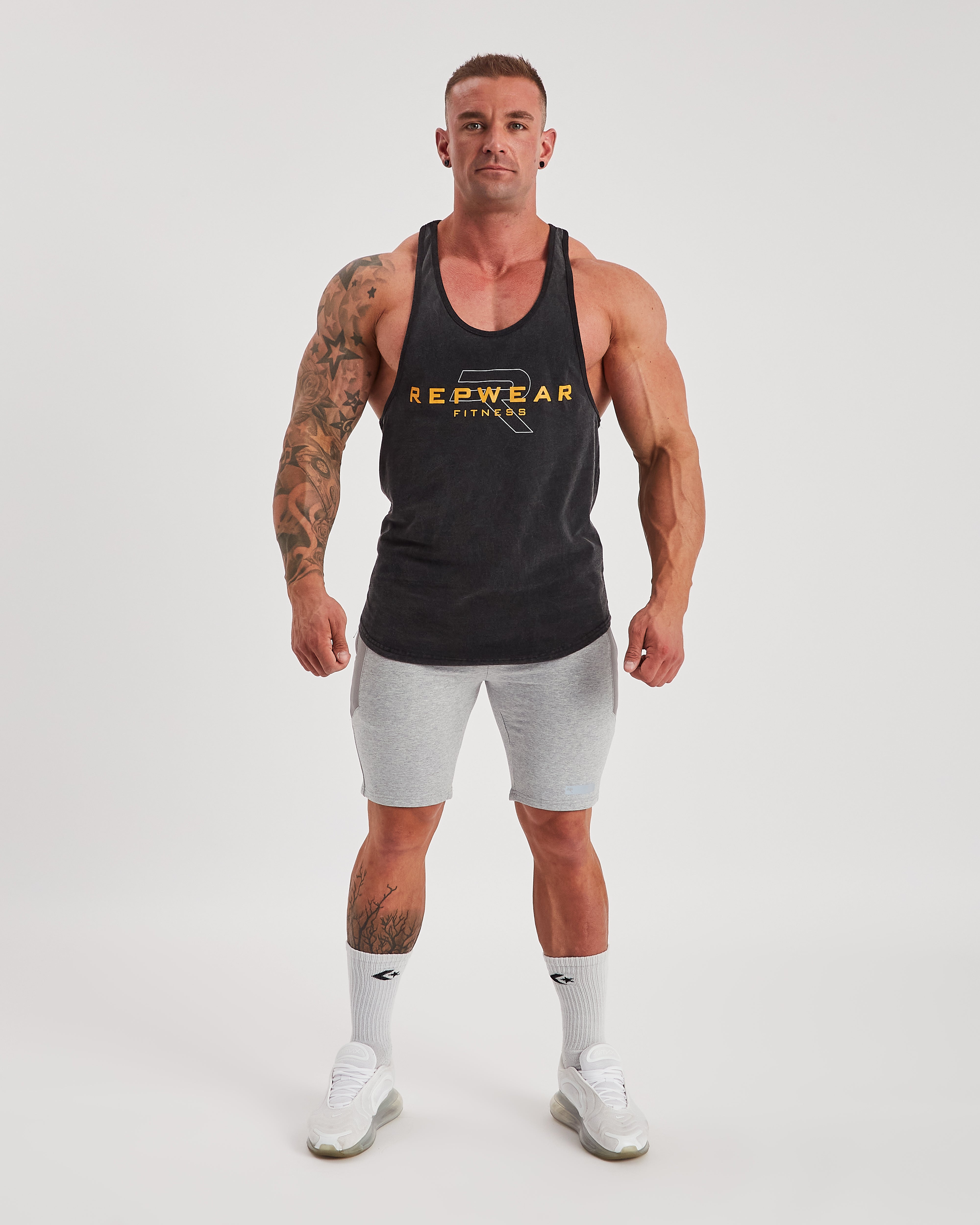 Repwear Fitness Acid Wash Stringer Black/Orange