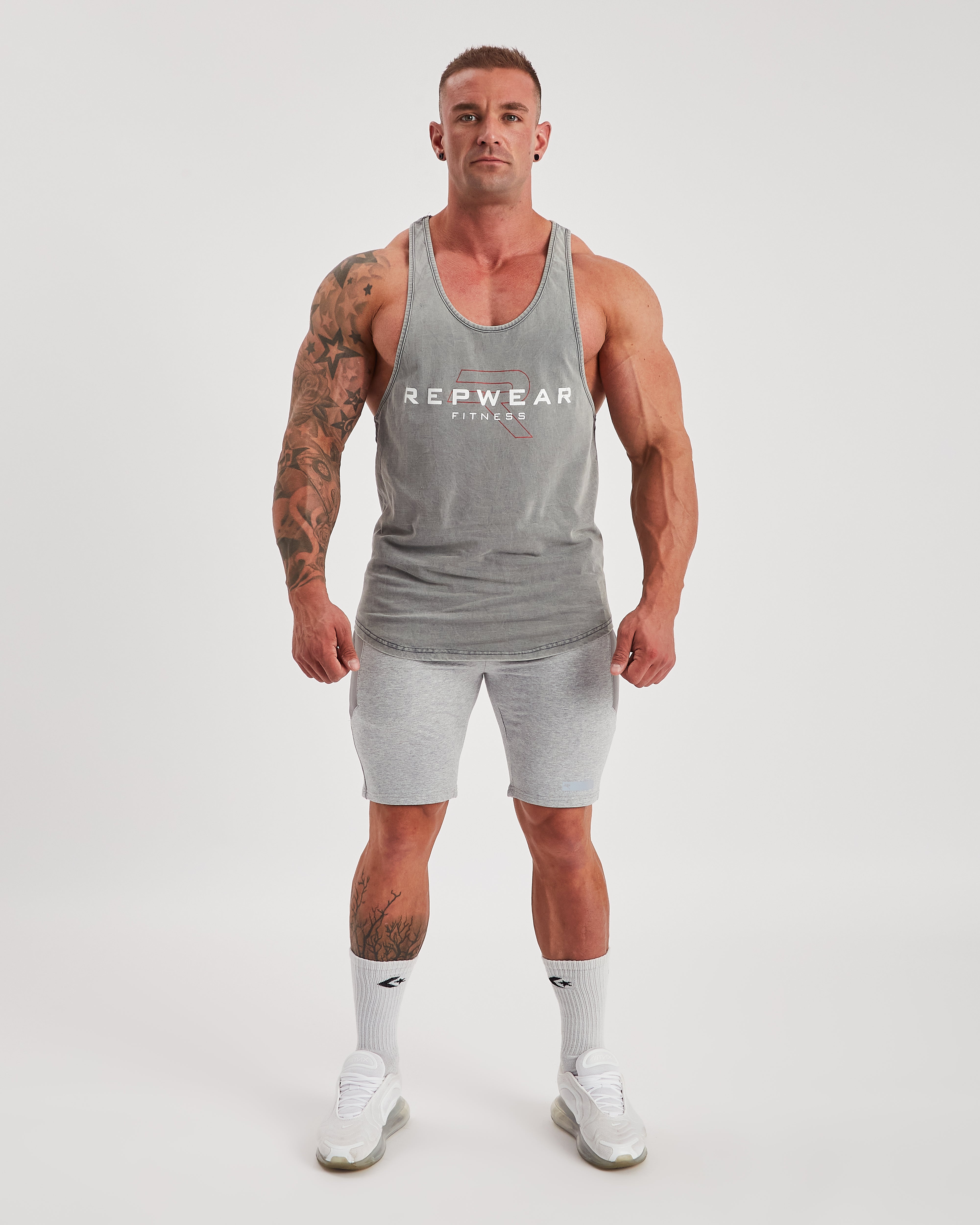 Repwear Fitness Acid Wash Stringer Grey