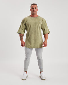 Repwear Fitness Oversized Acid Wash T-Shirt Khaki