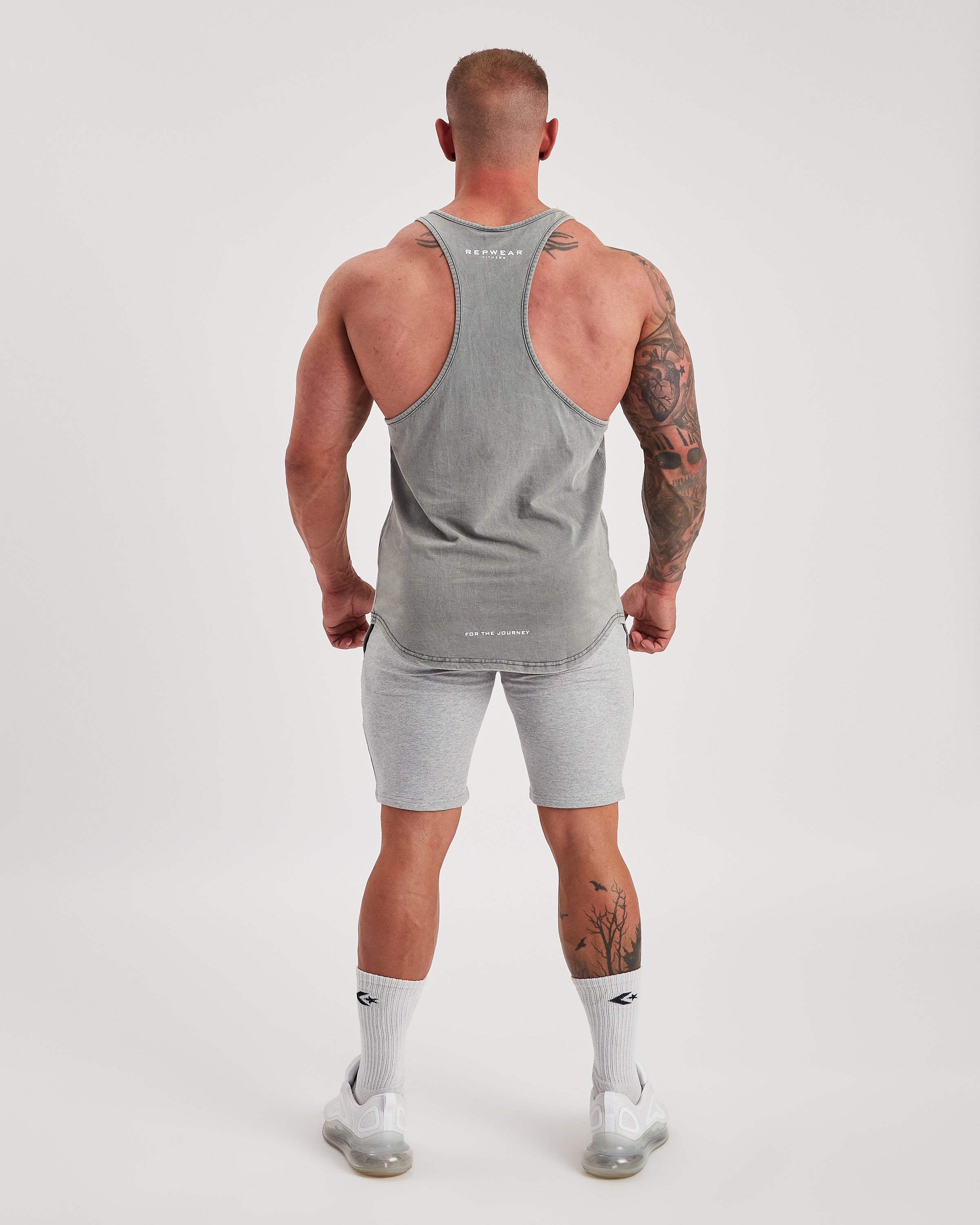 Repwear Fitness Acid Wash Stringer Grey