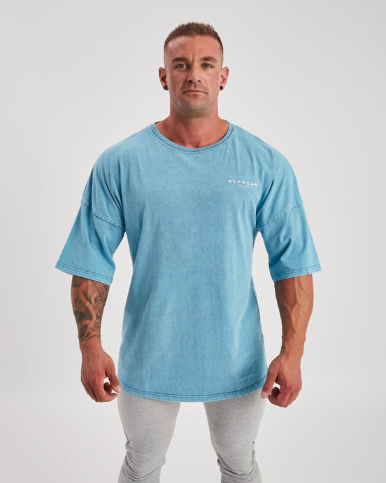 Repwear Fitness Oversized Acid Wash T-Shirt Blue